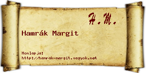 Hamrák Margit névjegykártya