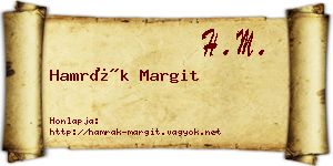 Hamrák Margit névjegykártya